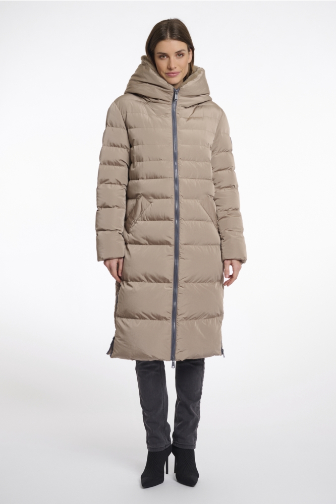 LONG PADDED HOODED COAT KEILAFUR 7002511 10868 toffee